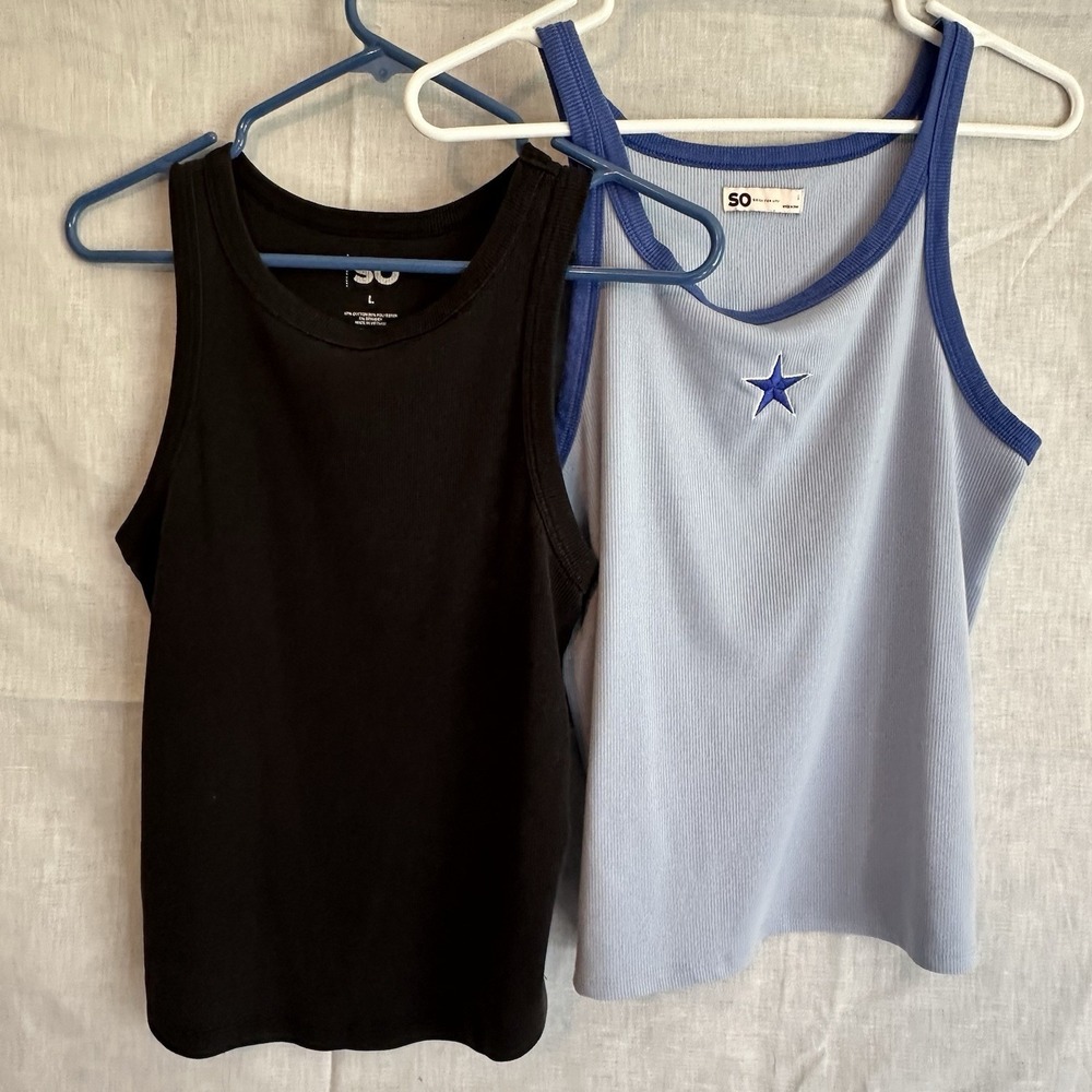 New SO Fitted Tank Top Ribbed Racerback Gray Grey Size Medium